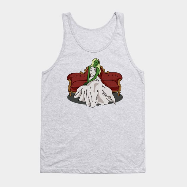 Extraterrestrial Elegance: Alien on a Victorian Couch Tank Top by Fun Funky Designs